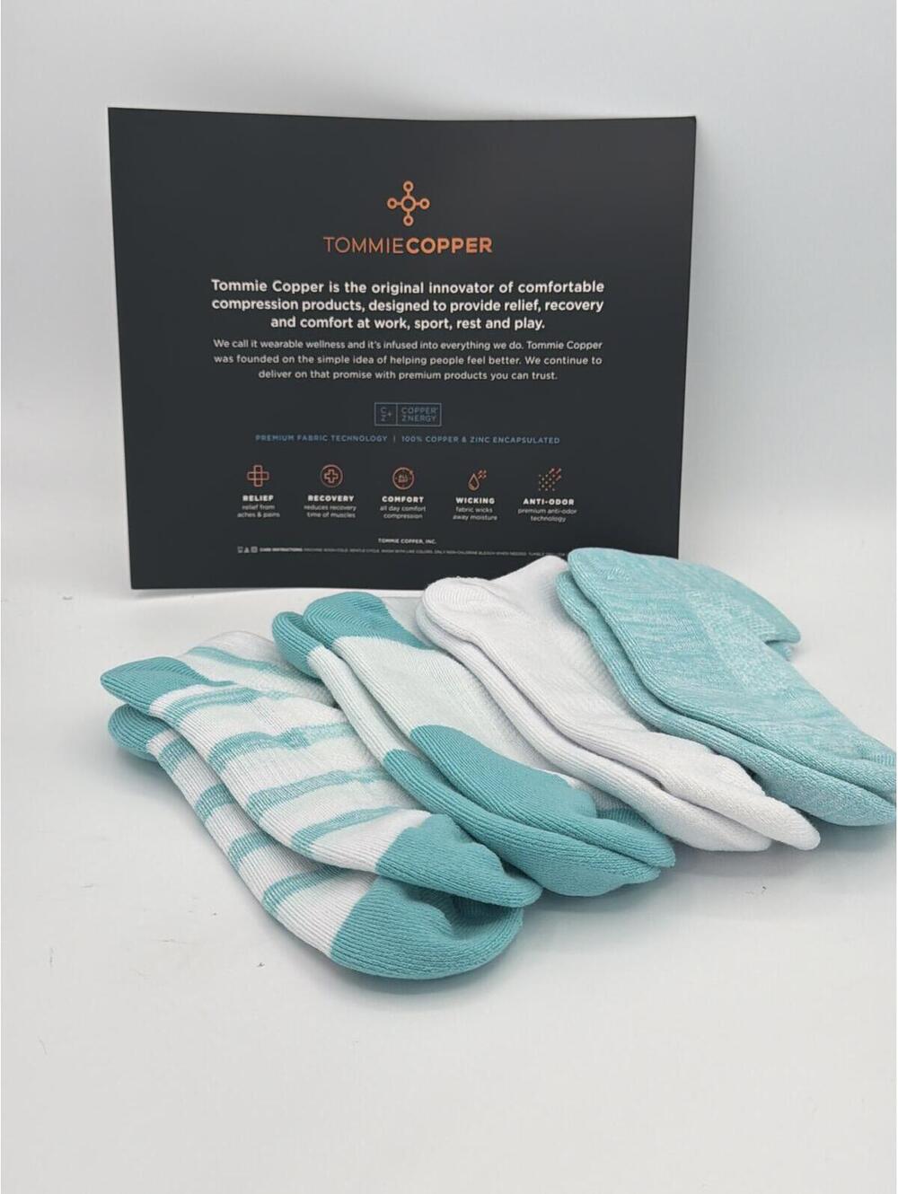 Tommy Copper Compression Socks 4-Pack, Size M, Blue/White m.